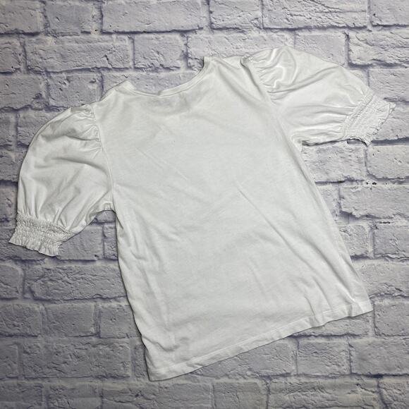 Zara Ruffle Sleeve Solid Tee in White - Picture 5 of 6